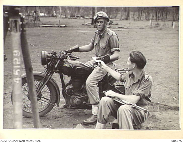RAVENSHOE, QLD. 1945-01-26. GUNNER D K ARNOLD, DISPATCH RIDER FOR THE ...