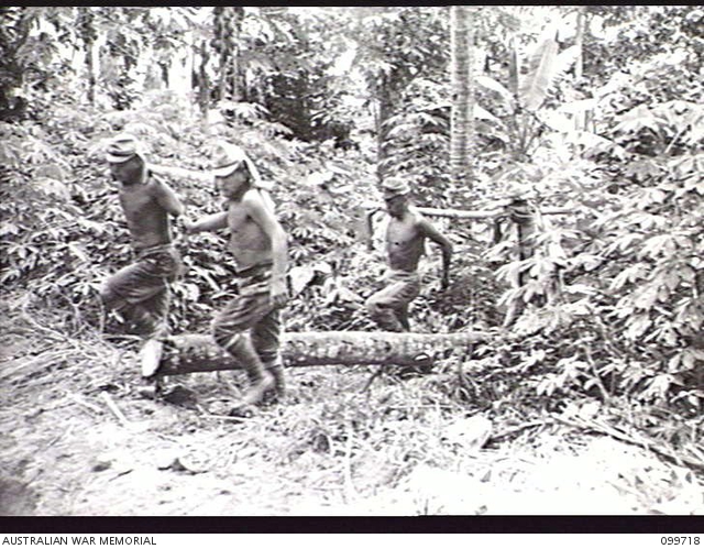 RABAUL, NEW BRITAIN, 1946-01-17. LOGS WHICH WILL BE USED FOR BUILDINGS ...