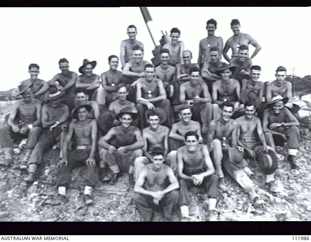 TARAKAN ISLAND. 1945-07-19. MEMBERS OF B TROOP COMMAND POST, 53 ANTI ...