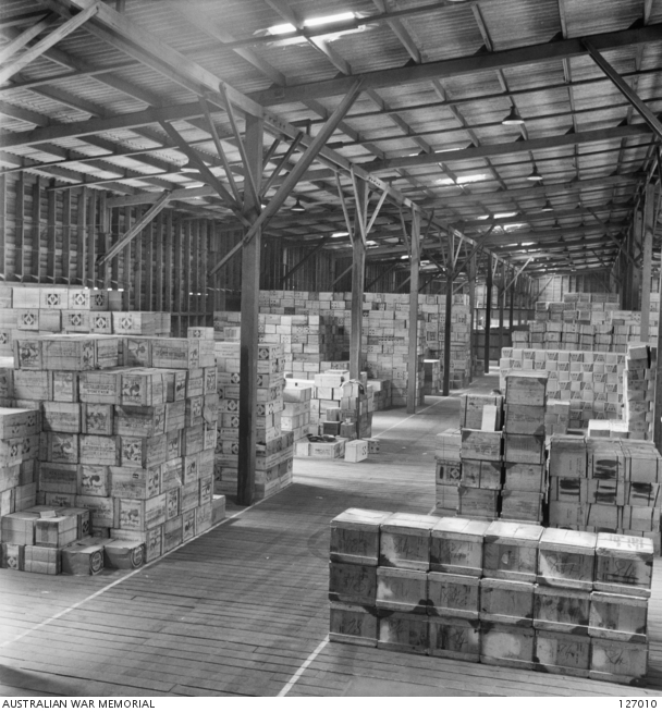 BRISBANE, QLD. 19460404. INTERIOR OF THE BULK AUSTRALIAN ARMY CANTEENS SERVICE CLUB STORE AT