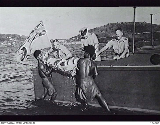 CRASH LAUNCH RAAF TYPE 08-, BEING USED AS A RESCUE LAUNCH, WITH AN ...