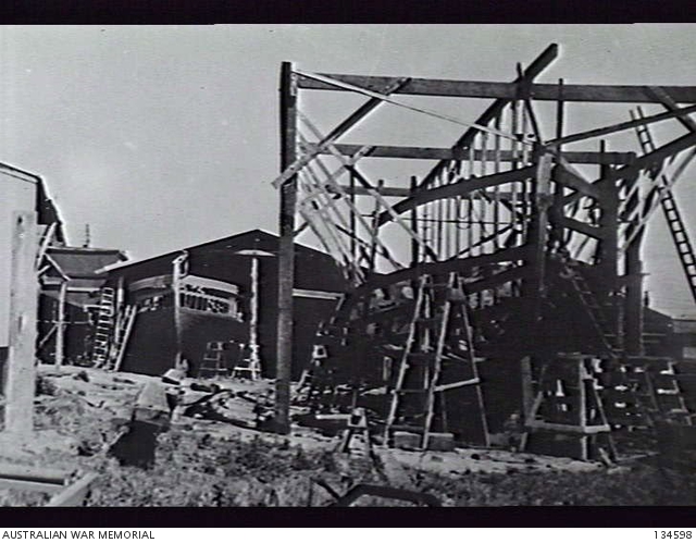 56 FEET MOTOR SCOWS, FOR SUPPLY WORK WITH THE RAAF IN VARIOUS STAGES OF ...