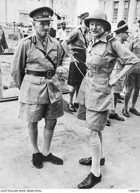 C.1941. MAJOR GENERAL K. SIMMONS, SINGAPORE FORTRESS COMMAND (LEFT) AND ...