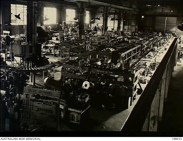 Kure, Japan. 1953-09. Interior of the engine line before reorganisation ...
