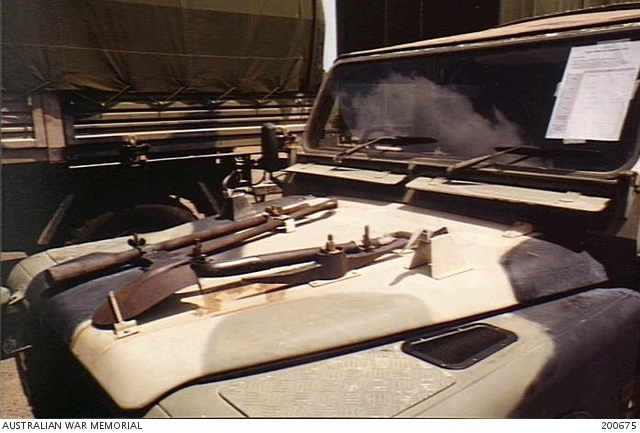 Darwin, NT. 23 September 1999. The bonnet of an Australian Army Land ...