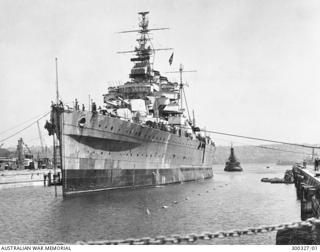 GARDEN ISLAND, NSW. 1946-12. THE HEAVY CRUISER HMAS AUSTRALIA (II ...