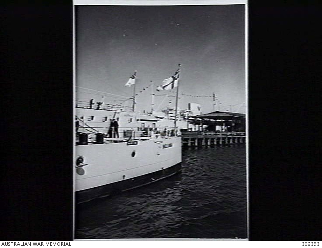 PORT MELBOURNE, VIC. 1951-10-10. THE STERNS OF THE CRUISERS HMAS ...