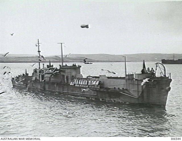 C.1944. STARBOARD BOW VIEW OF THE ROYAL NAVY LANDING CRAFT PERSONNEL ...