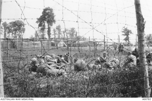 The 'bird cage', showing German prisoners who were captured during the ...