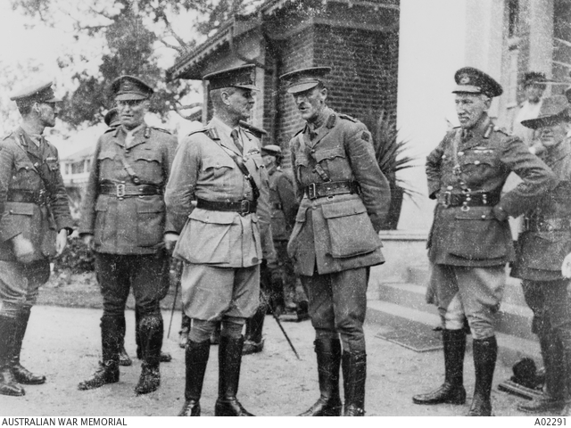 A gathering of officers and dignitaries during a visit by General Sir W ...