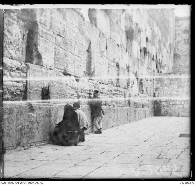 The wailing wall of the Jews. This is a stereo image. One half of the ...