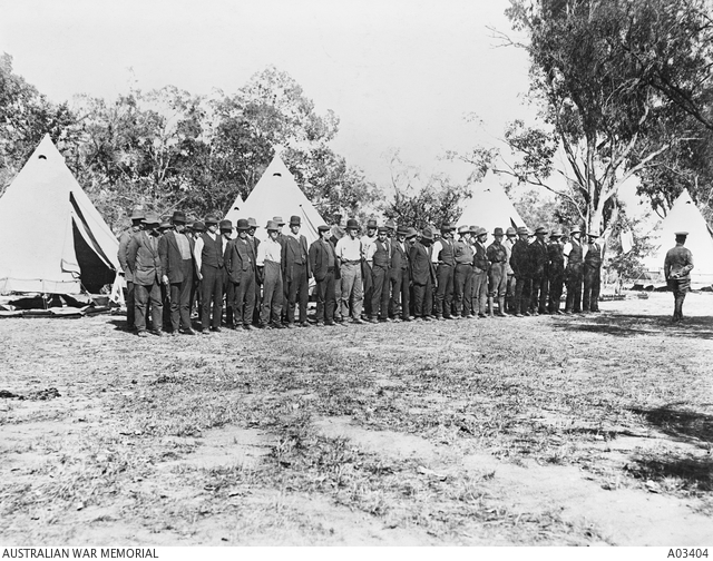 A group of early enlistments lined up at the recruiting depot ...