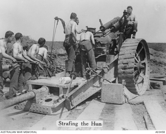 A British Howitzer in action on the Western Front. Australian War