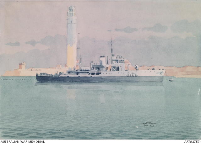 HMAS 'Ipswich' off Ras el Tin, Alexandria, 1943 | Australian War Memorial