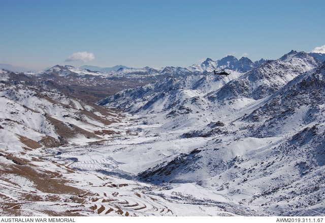 Snow covered terrain in the north of Zabul Province, Afghanistan in the ...