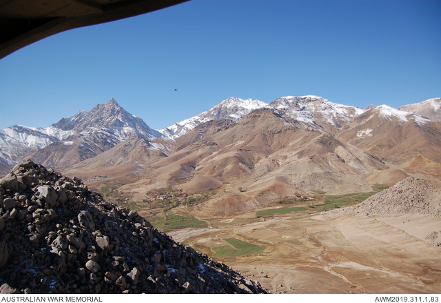 Over the rugged terrain of Zabul Province. Image taken from the ramp of ...
