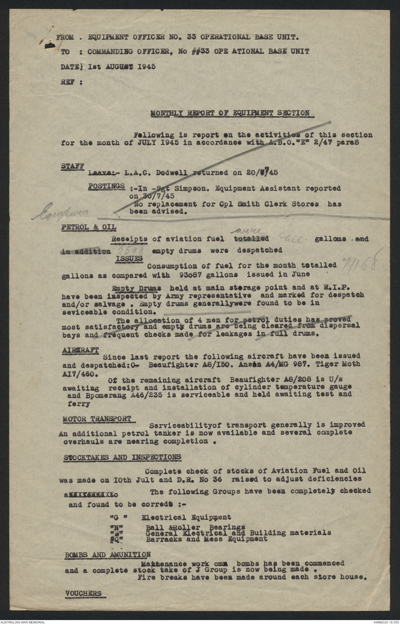 AWM64 16/8 - [RAAF formation and unit records] No.s 33, 37 and 38 ...