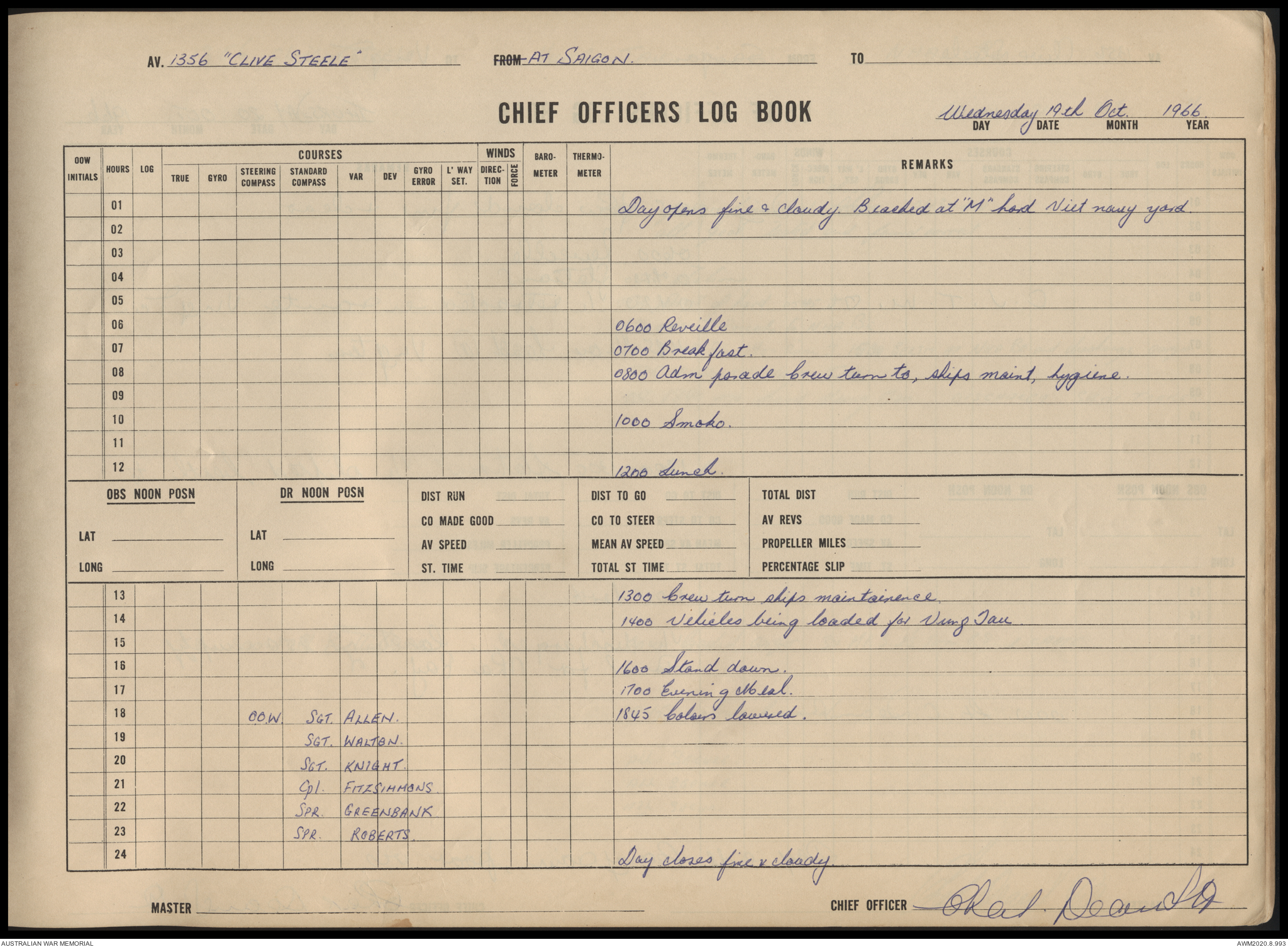 AWM270 6/19 - [32 Small Ships Squadron:] Army Craft Chief Officer's Log ...