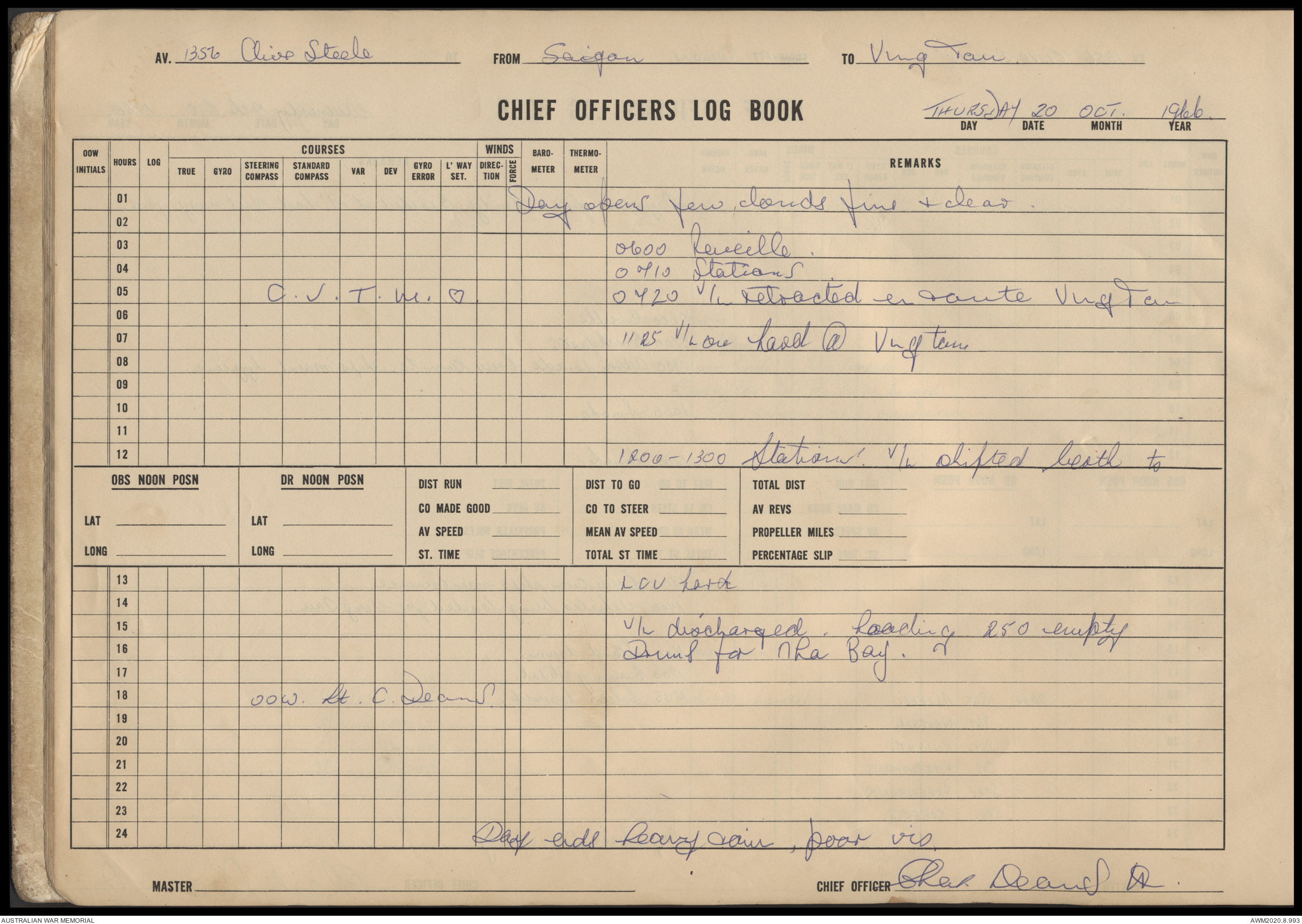 AWM270 6/19 - [32 Small Ships Squadron:] Army Craft Chief Officer's Log ...