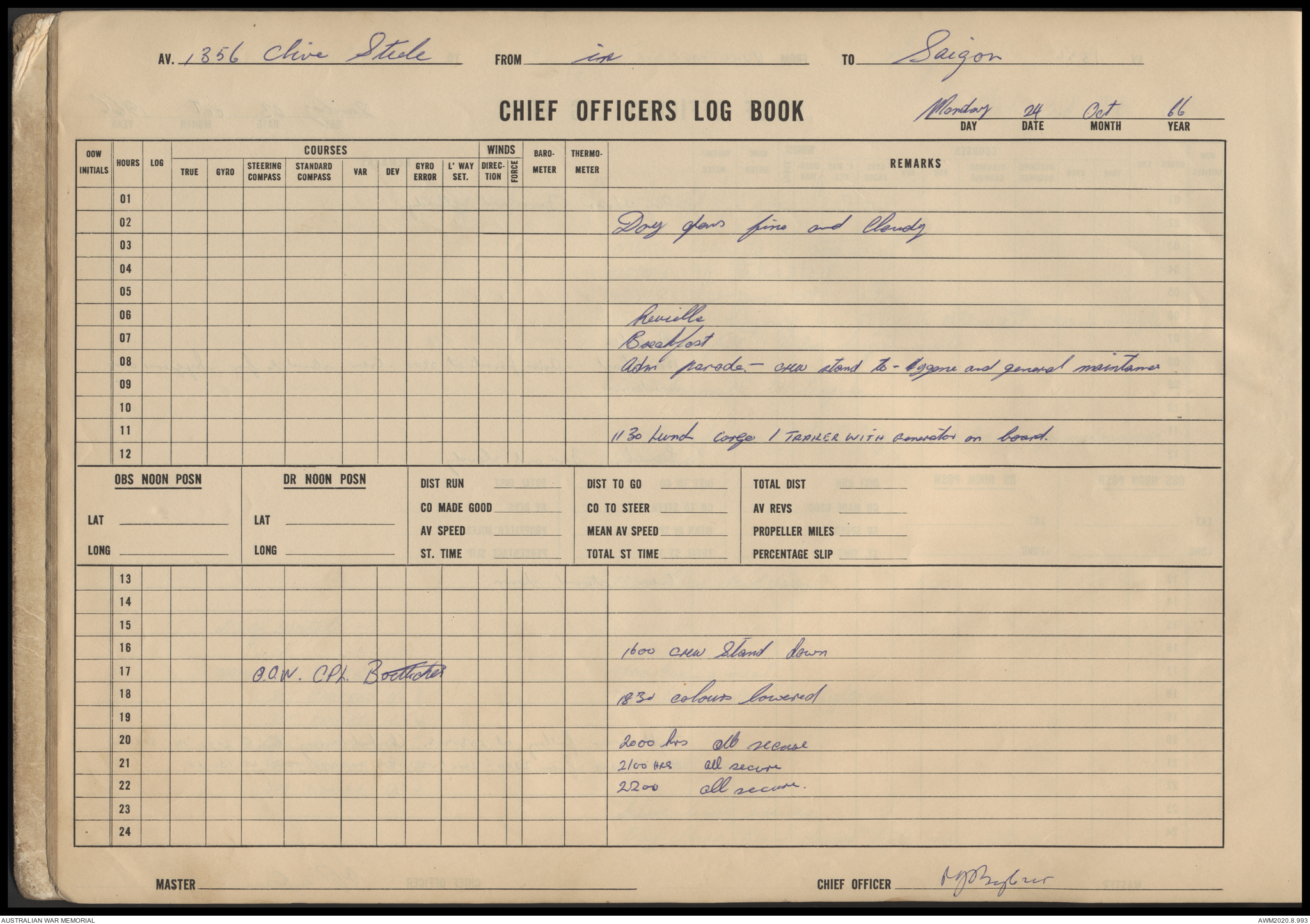 AWM270 6/19 - [32 Small Ships Squadron:] Army Craft Chief Officer's Log ...