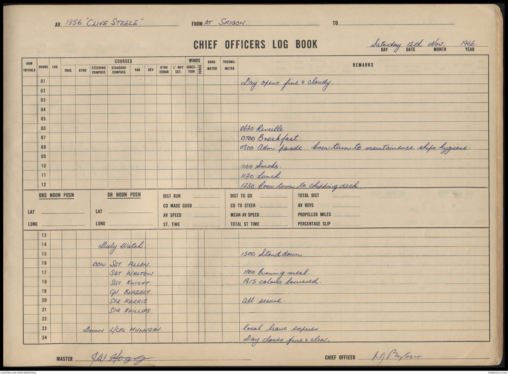 AWM270 6/19 - [32 Small Ships Squadron:] Army Craft Chief Officer's Log ...