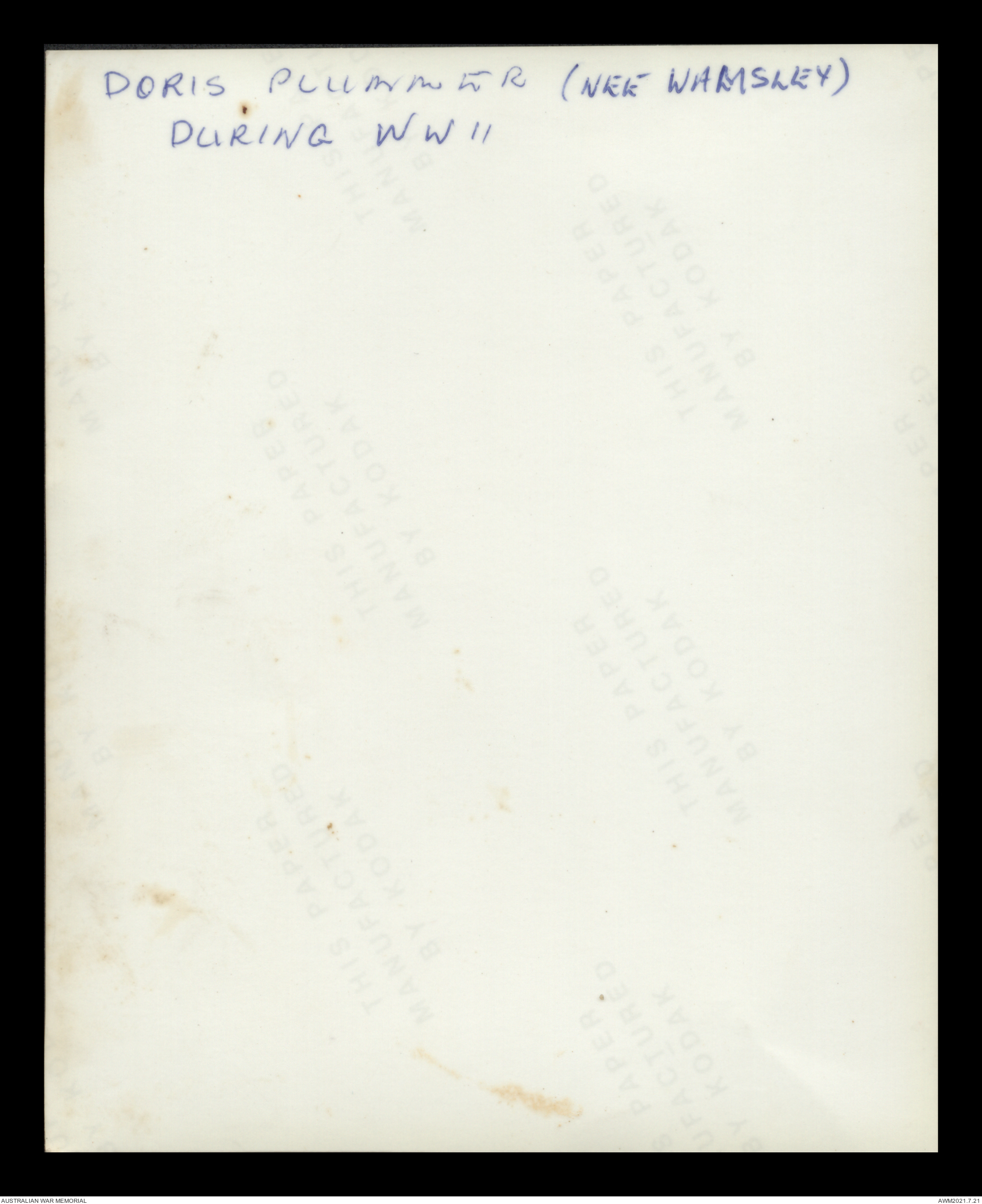 Plummer, Doris Ellen (Aircraftwoman, b.1909 - d.1984) | Australian War ...