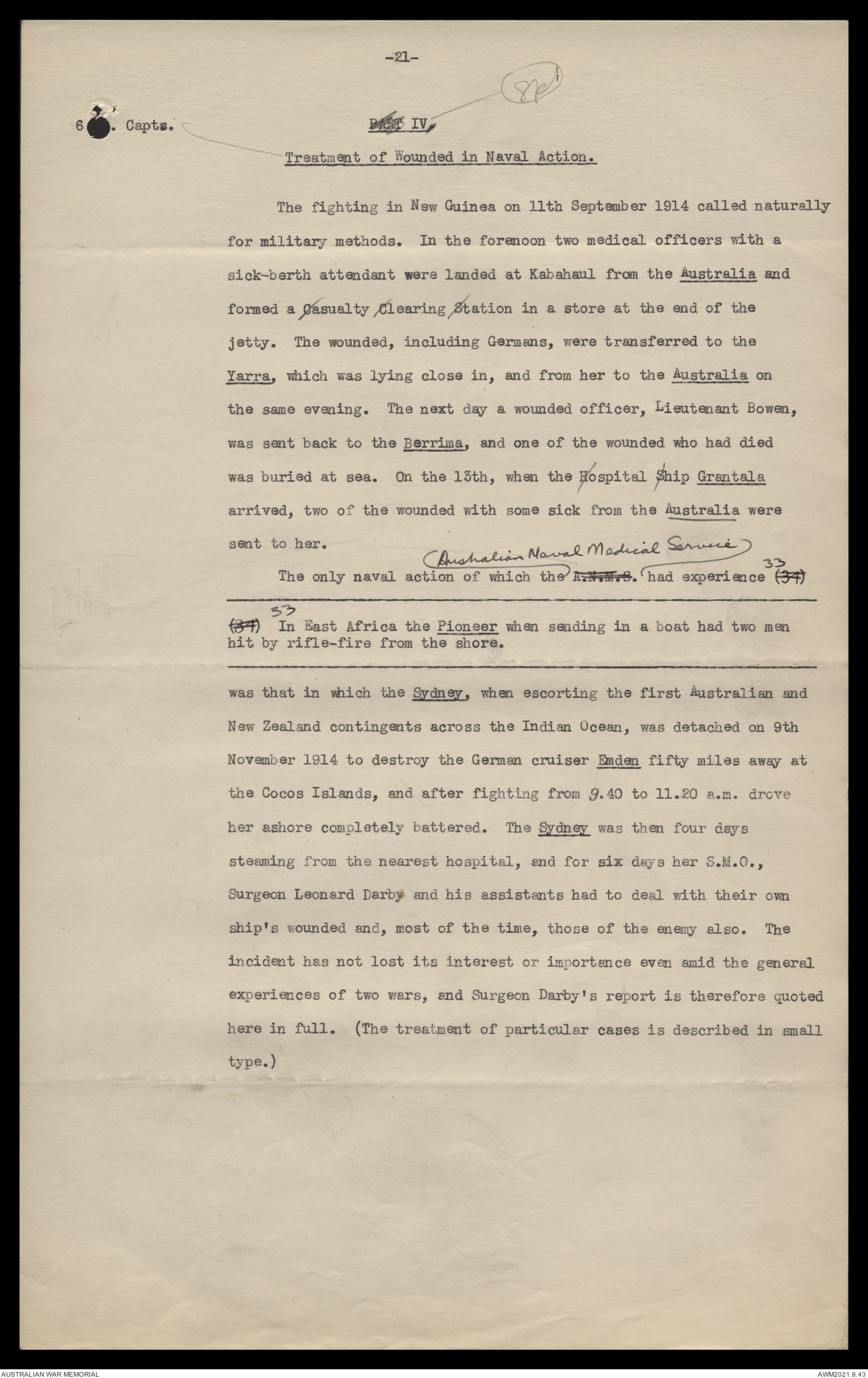 AWM44 16/9 - [Official history of the Australian Army Medical Services ...