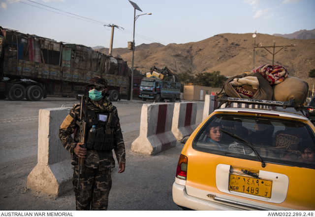 A security checkpoint manned by Taliban fighters at the eastern gate to ...