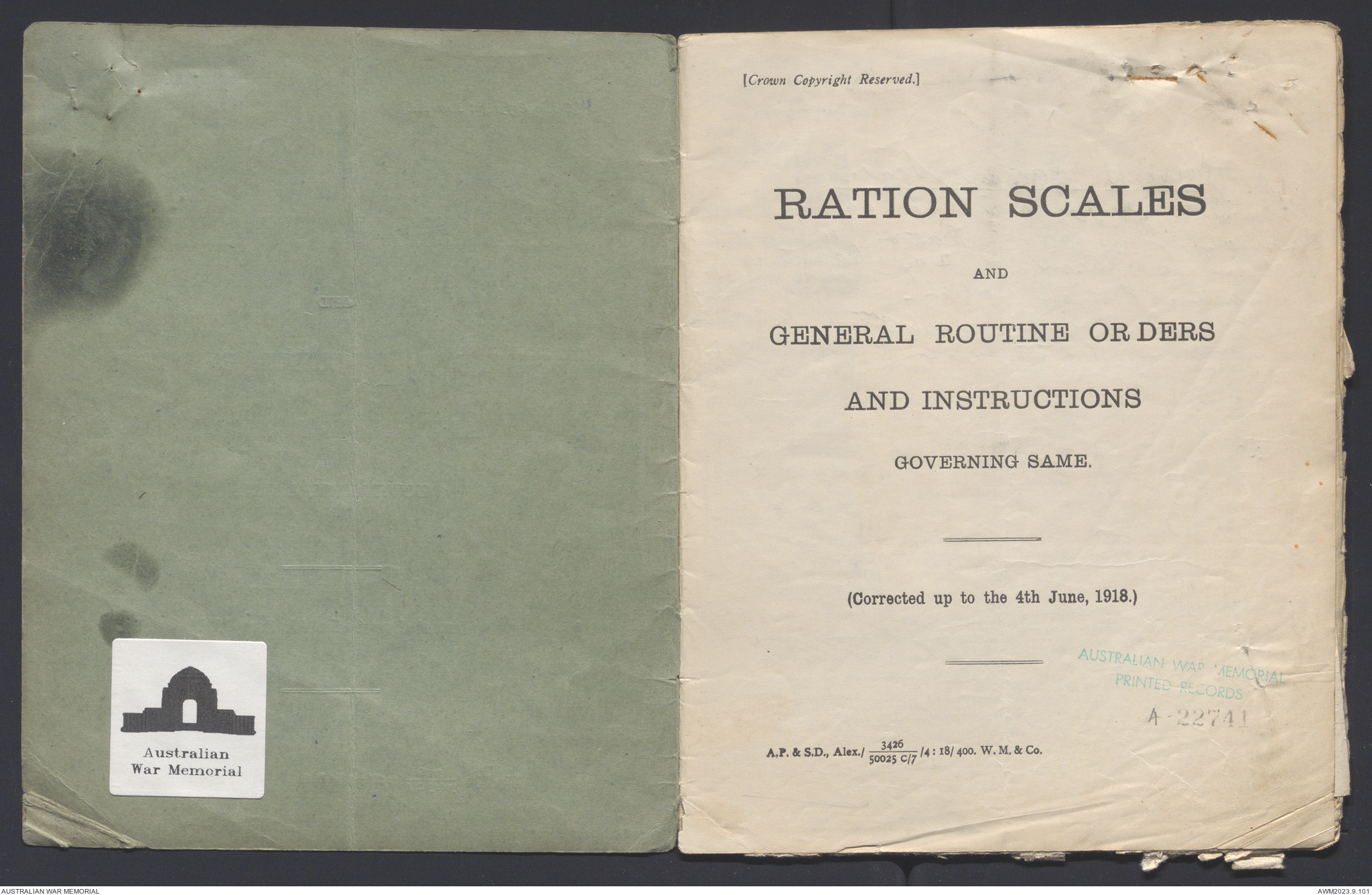 Ration pamphlet : scales of rations, forage, fuel and light as ...