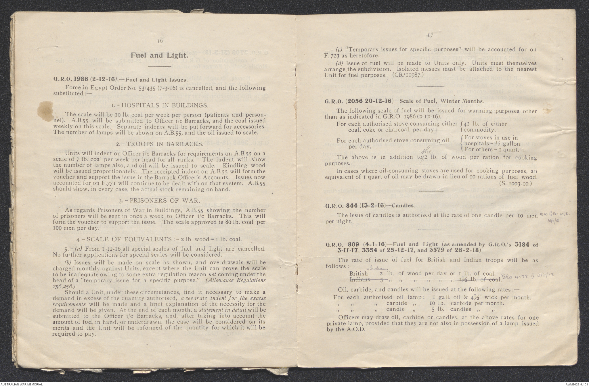 Ration pamphlet : scales of rations, forage, fuel and light as ...