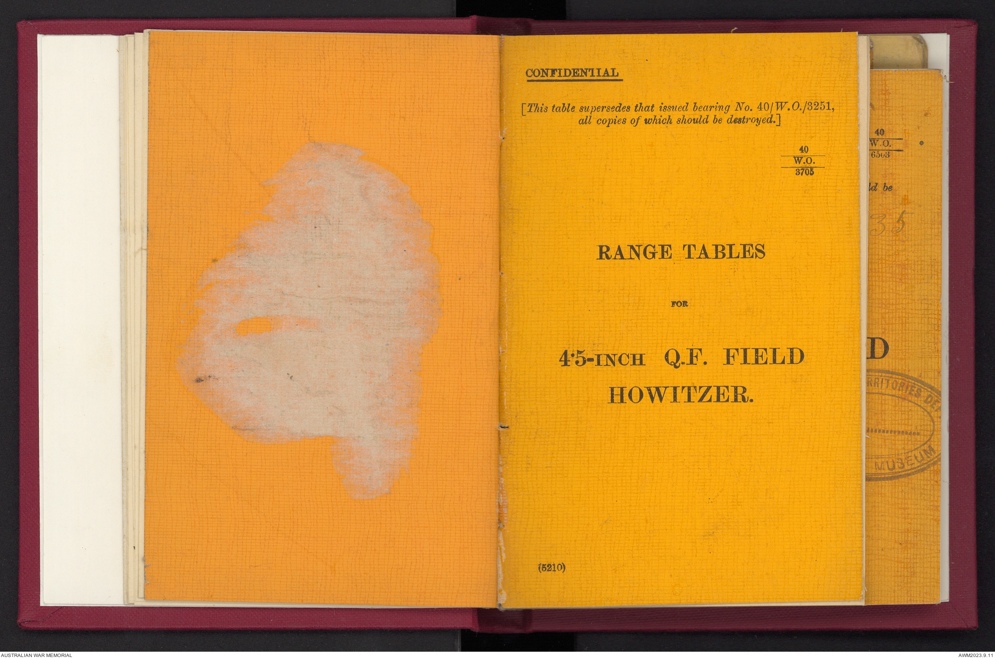 Provisional range table for 4.5 inch howitzer : incendiary shell ...