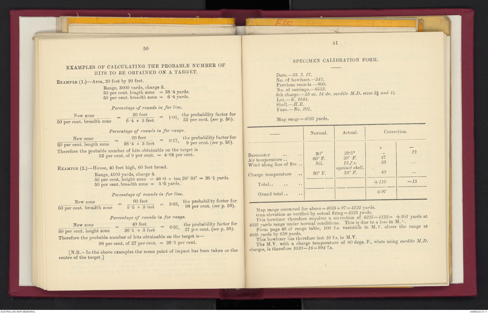 Provisional range table for 4.5 inch howitzer : incendiary shell ...