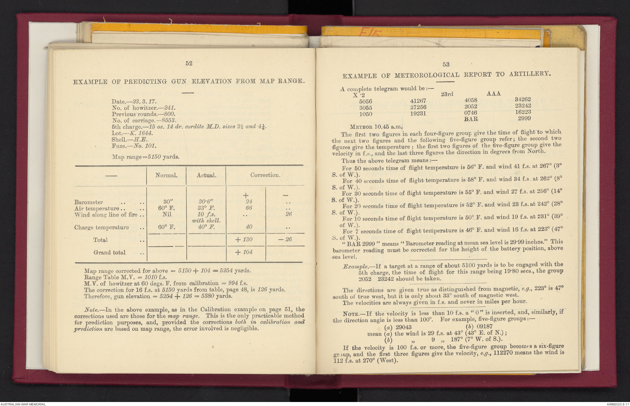 Provisional range table for 4.5 inch howitzer : incendiary shell ...