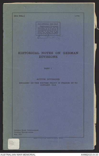 Historical notes on German divisions engaged on the British front in ...