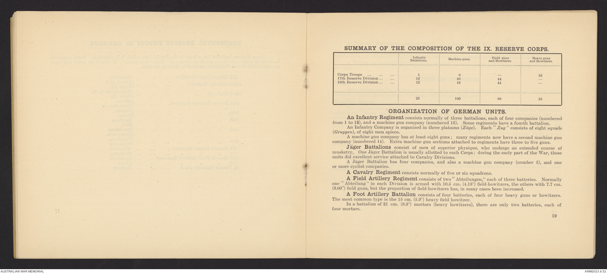 Notes on German army corps / General Staff, General Headquarters. IX ...