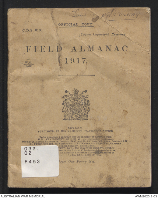 Field almanac 1917 | Australian War Memorial
