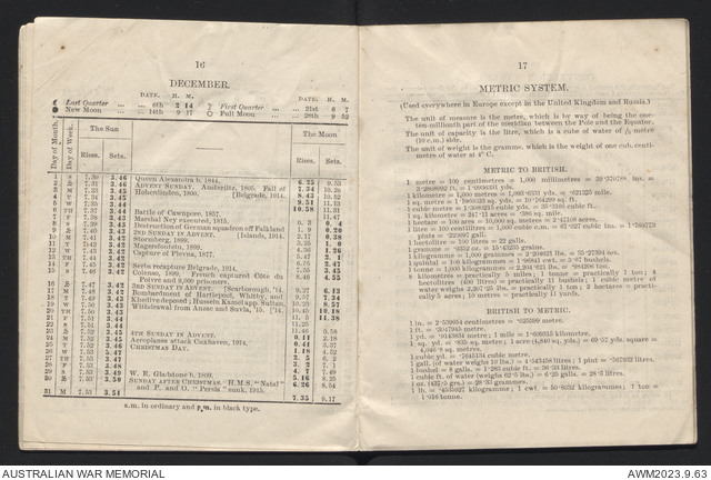 Field almanac 1917 | Australian War Memorial