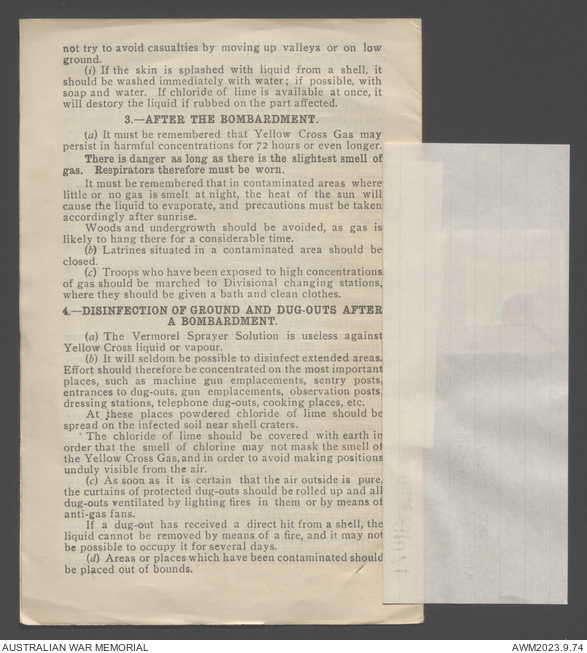 Yellow cross gas shells and the measures to be taken to counteract ...