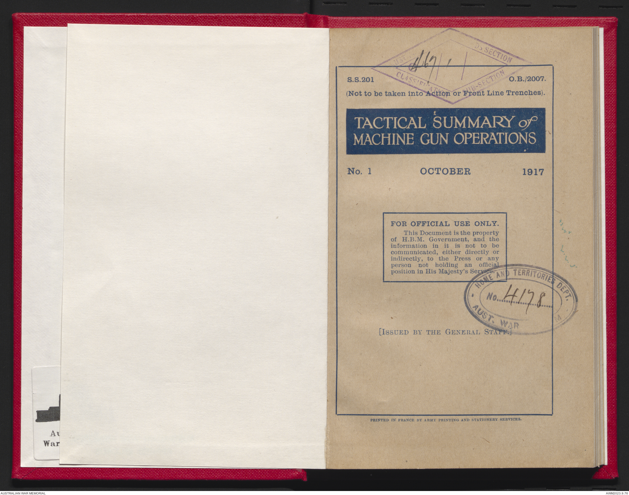 Machine gun notes / issued by the General Staff. Variant title ...