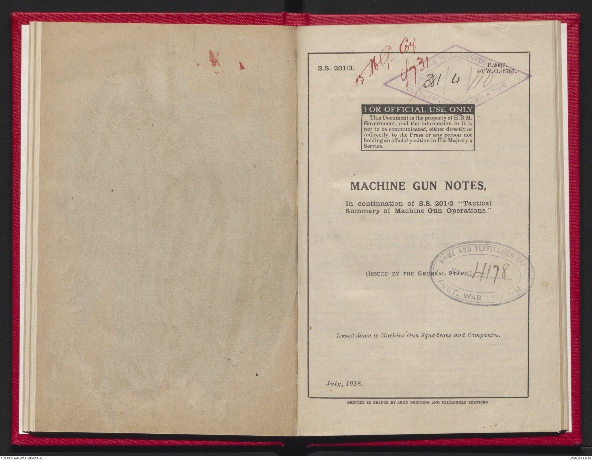 Machine gun notes / issued by the General Staff. Variant title ...