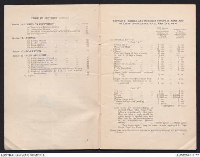 Ration pamphlet. Scales of rations, forage, fuel and light as ...