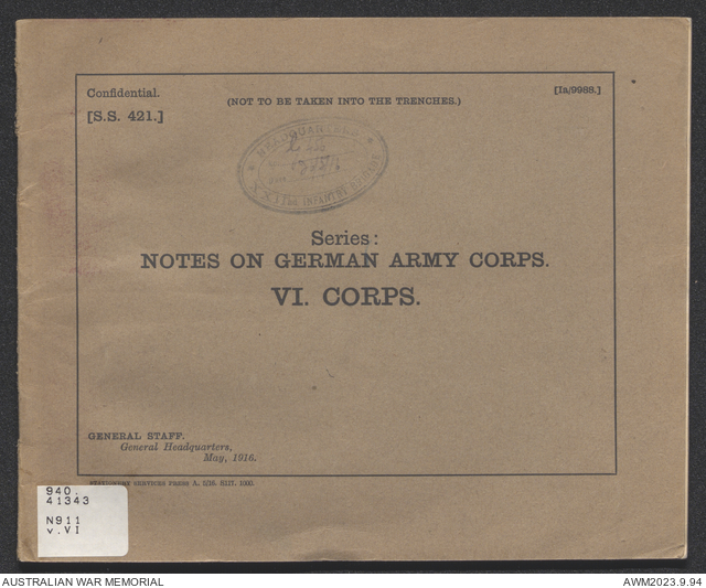 Notes on German army corps / General Staff, General Headquarters ...