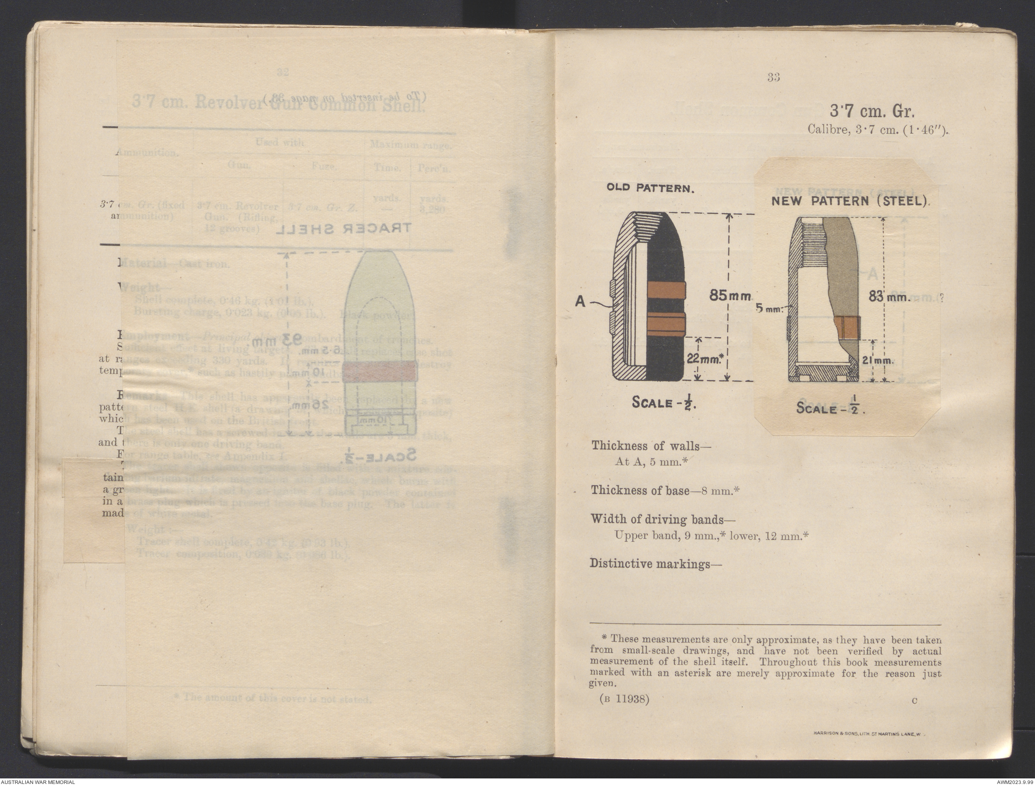 Notes on German shells. | Australian War Memorial