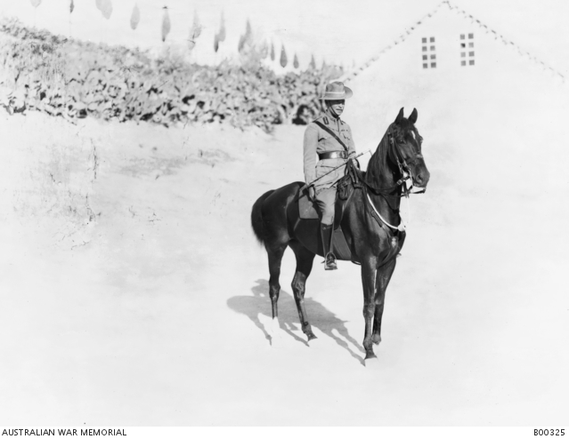 Portrait of General Chauvel and his charger. | Australian War Memorial