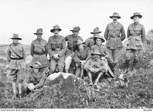 A group portrait of some of the original officers and men of the 5th 