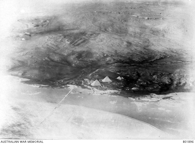 An aerial view of the Pyramids, taken by the enemy during the bombing ...