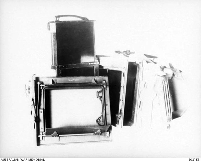 A captured German aerial camera (ICA) showing the shutter and changing ...