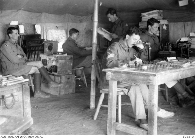 An interior view of the orderly room of No. 1 Squadron, of the ...