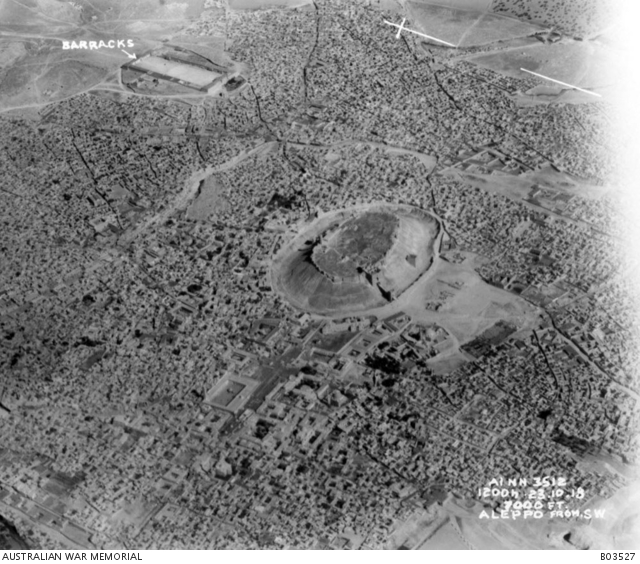 Aerial photograph of the city showing the Citadel (centre) and barracks ...
