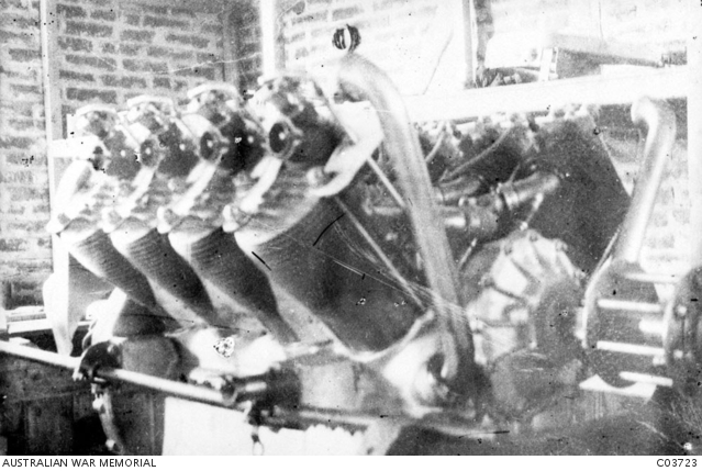 A 100HP Royal Air Force aero engine. | Australian War Memorial